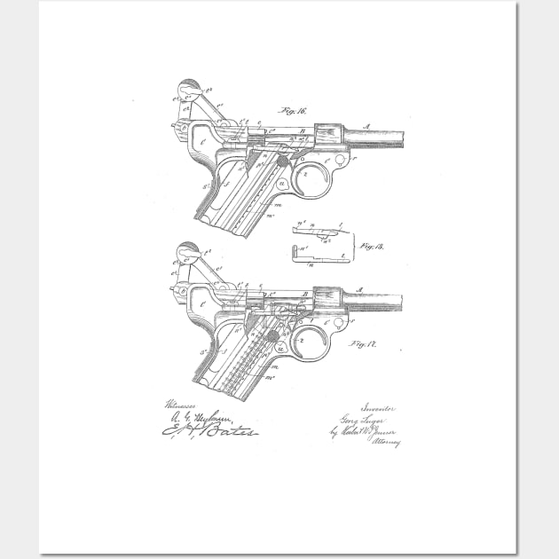 Gun Design Vintage Patent Hand Drawing Wall Art by TheYoungDesigns